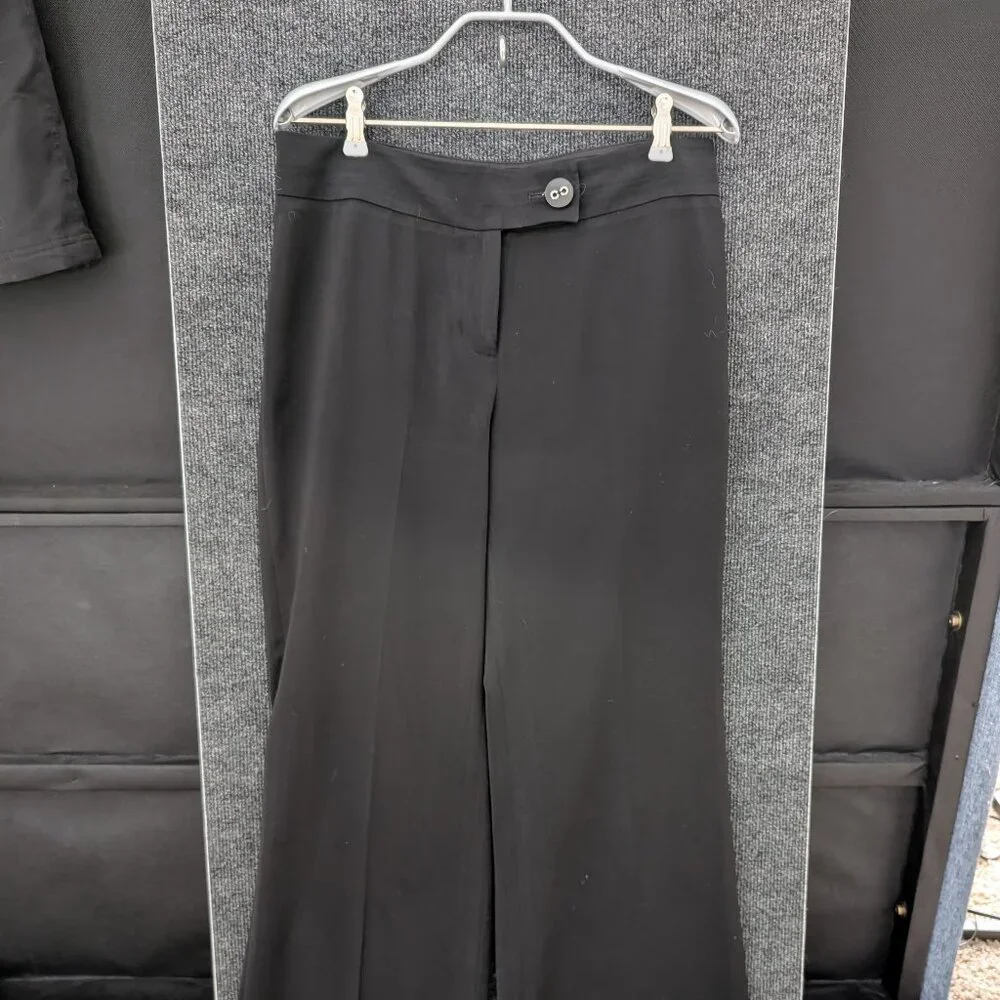 Wide-Leg Cuffed Black Dress Pants - Picture 1 of 5
